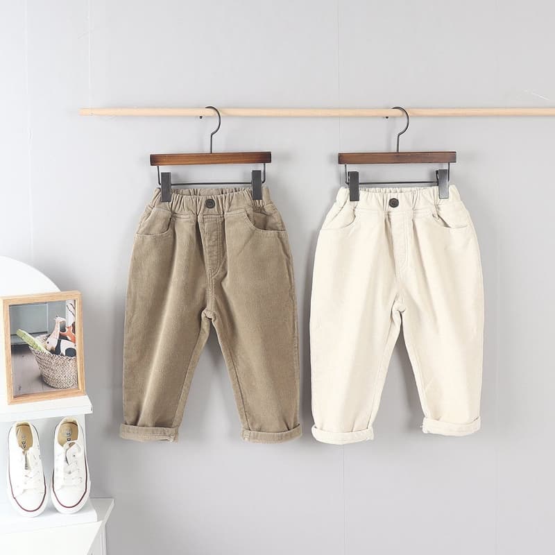 Olive denim - Korean Children Fashion - #kidsstore - Corduroy Baggy Pants