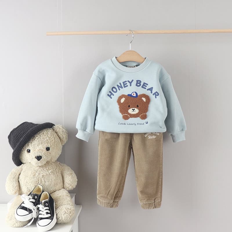 Olive denim - Korean Children Fashion - #kidzfashiontrend - Boucle Bear Tee - 6