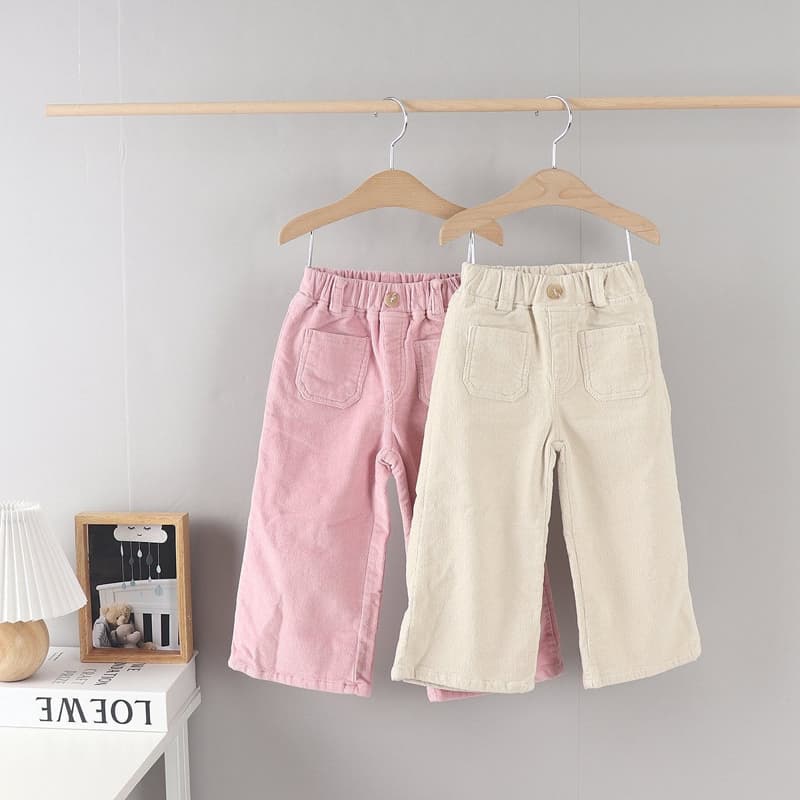 Olive denim - Korean Children Fashion - #kidzfashiontrend - Corduroy Wide Pants - 3