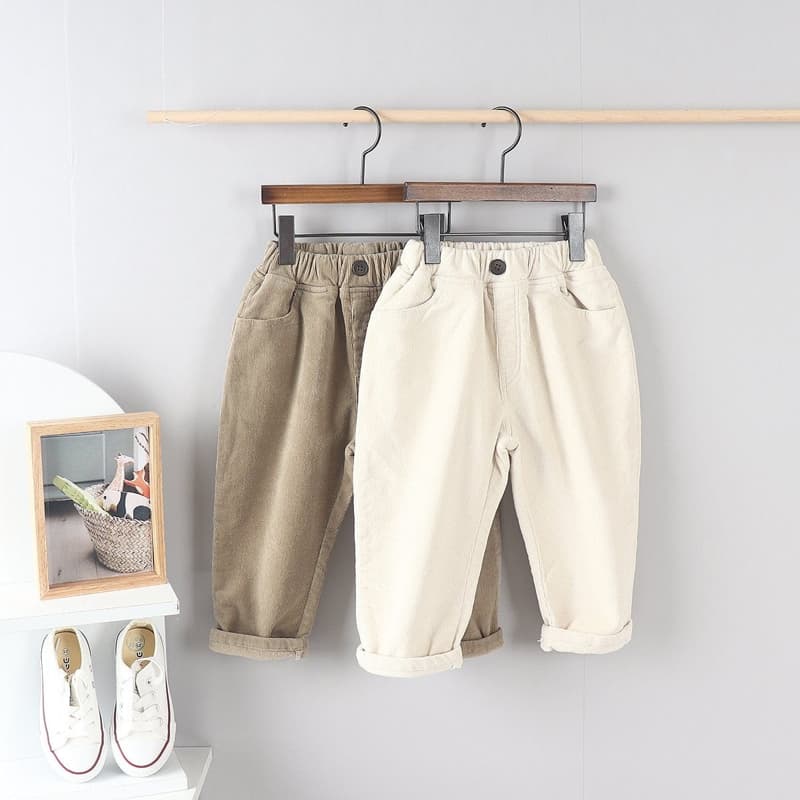 Olive denim - Korean Children Fashion - #kidzfashiontrend - Corduroy Baggy Pants - 2