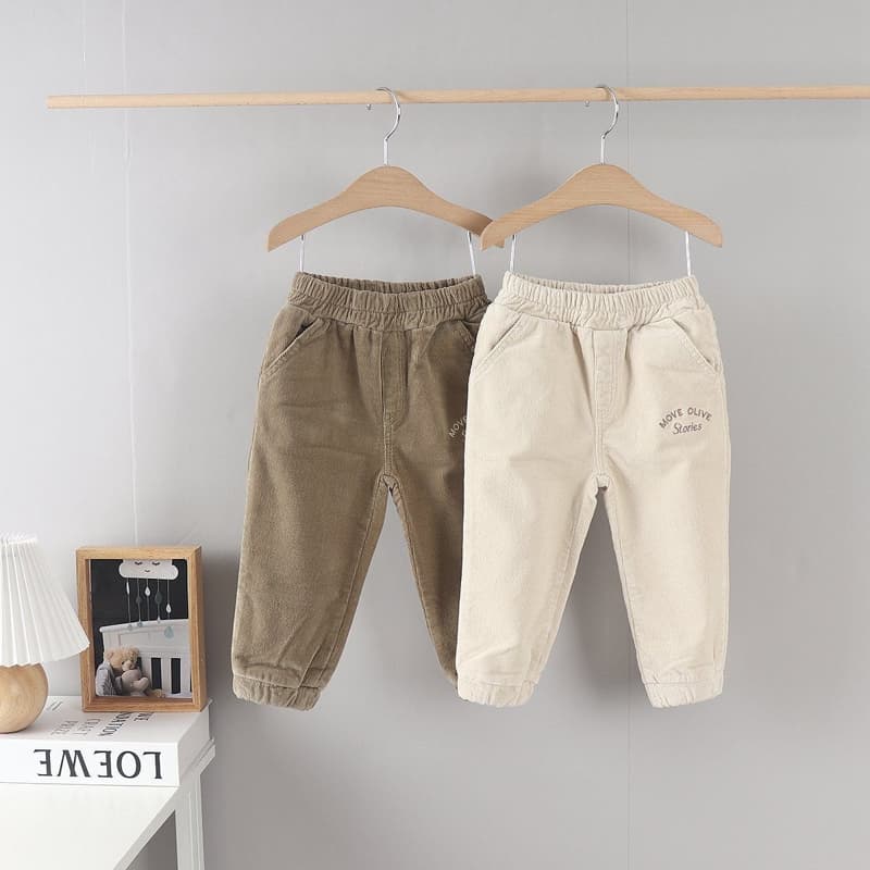 Olive denim - Korean Children Fashion - #kidzfashiontrend - Corduroy Move Jogger Pants