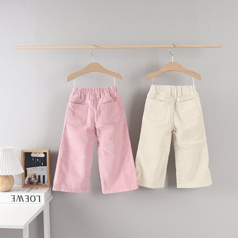 Olive denim - Korean Children Fashion - #littlefashionista - Corduroy Wide Pants - 5