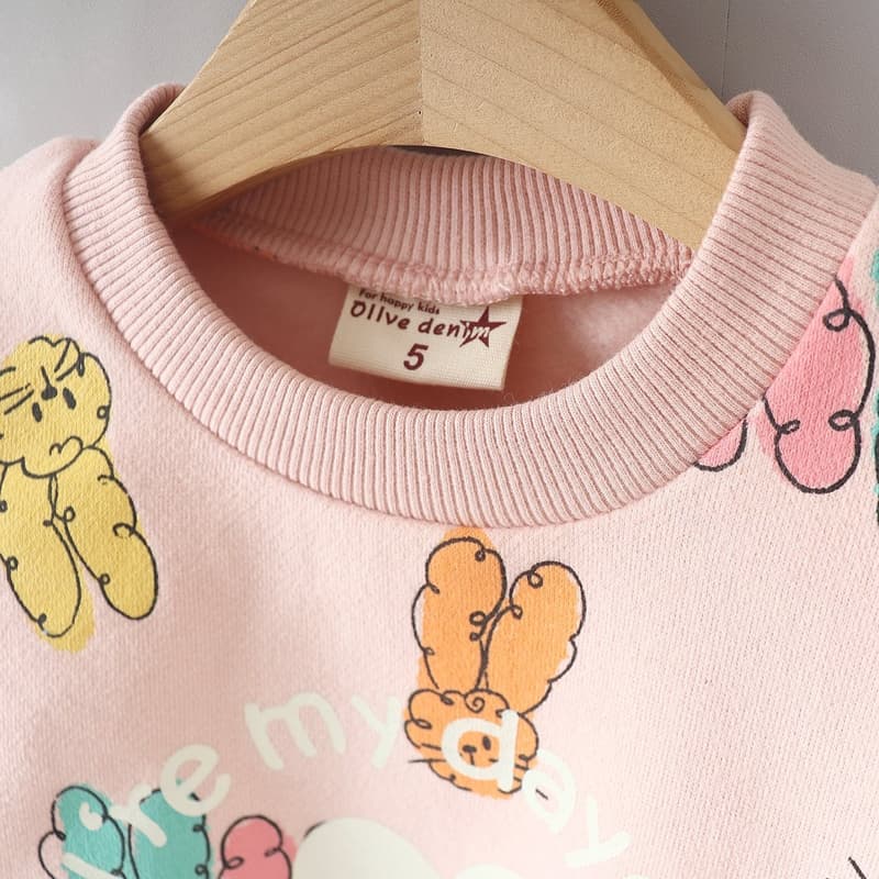 Olive denim - Korean Children Fashion - #magicofchildhood - Rainbow Rabbit Tee - 8