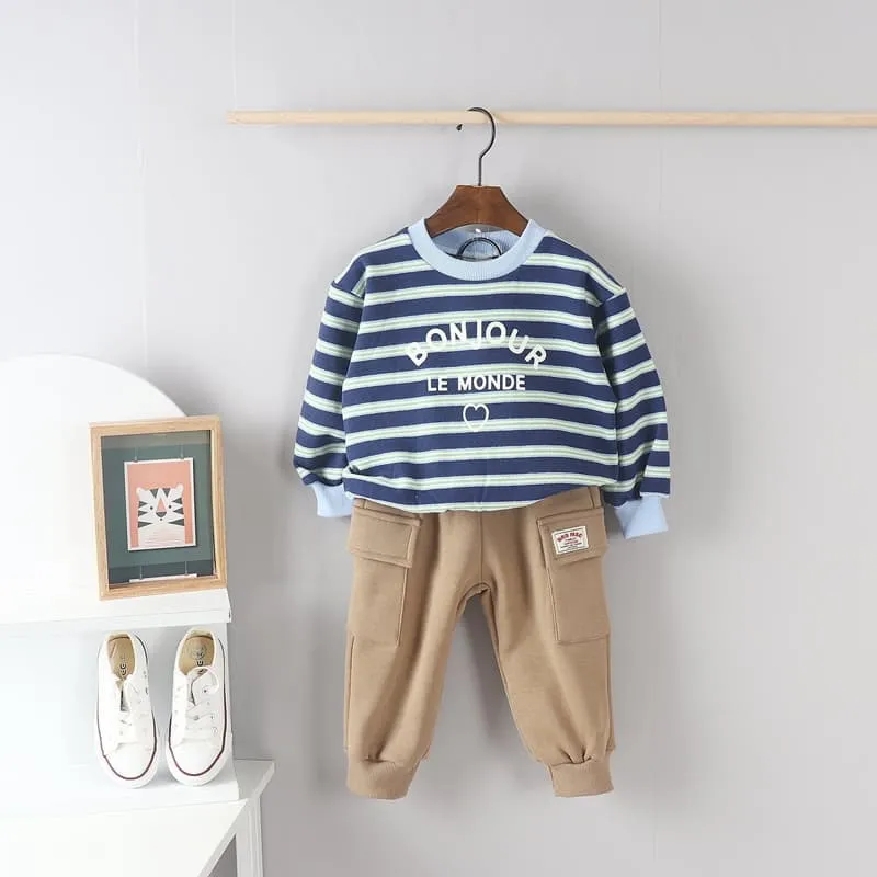 Olive denim - Korean Children Fashion - #magicofchildhood - Stripe Tee - 7