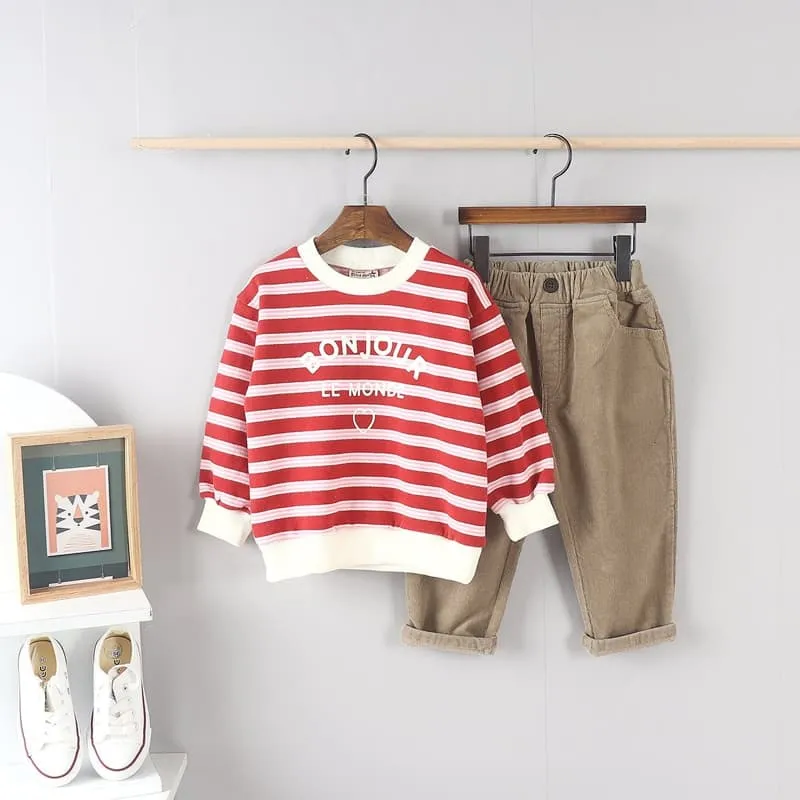 Olive denim - Korean Children Fashion - #stylishchildhood - Stripe Tee - 12