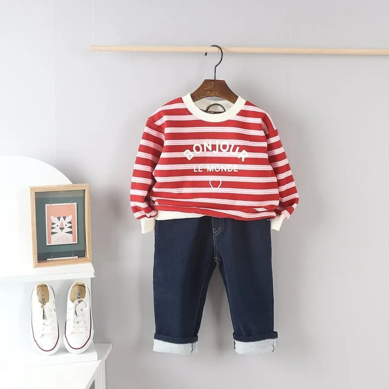 Olive denim - Korean Children Fashion - #toddlerclothing - Stripe Tee - 11