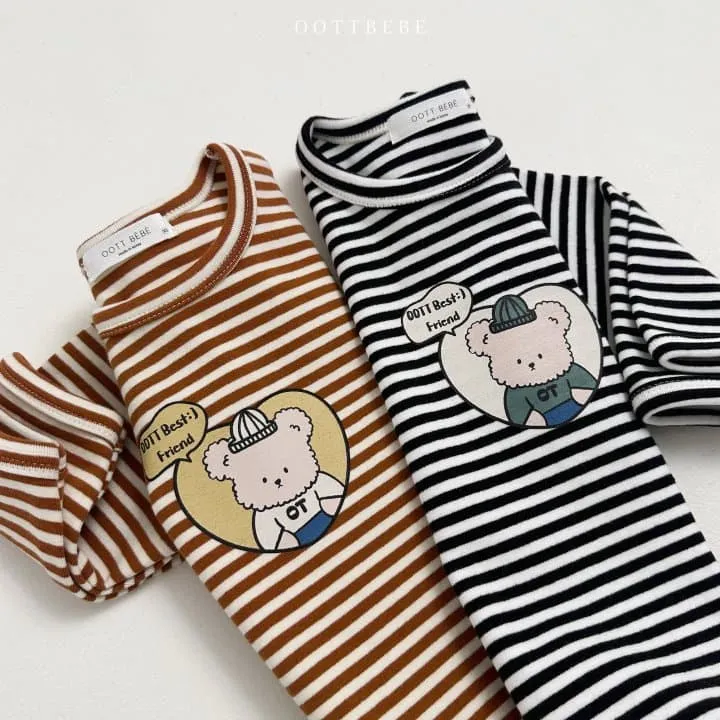 Oott Bebe - Korean Children Fashion - #Kfashion4kids - Friends Stripe Piping Tee - 3