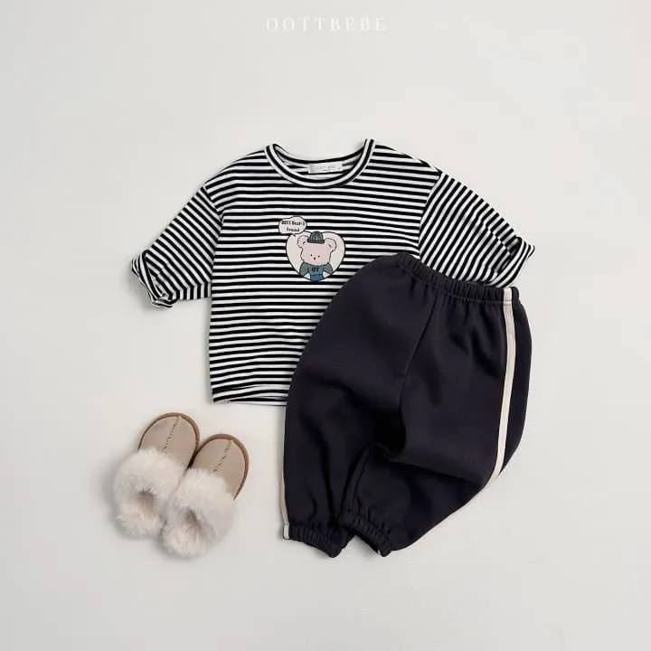 Oott Bebe - Korean Children Fashion - #magicofchildhood - Friends Stripe Piping Tee - 5