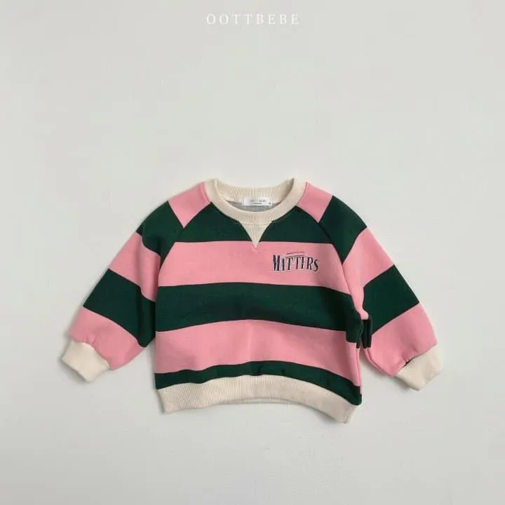 Oott Bebe - Korean Children Fashion - #stylishchildhood - Big Stripe Sweatshirts - 2