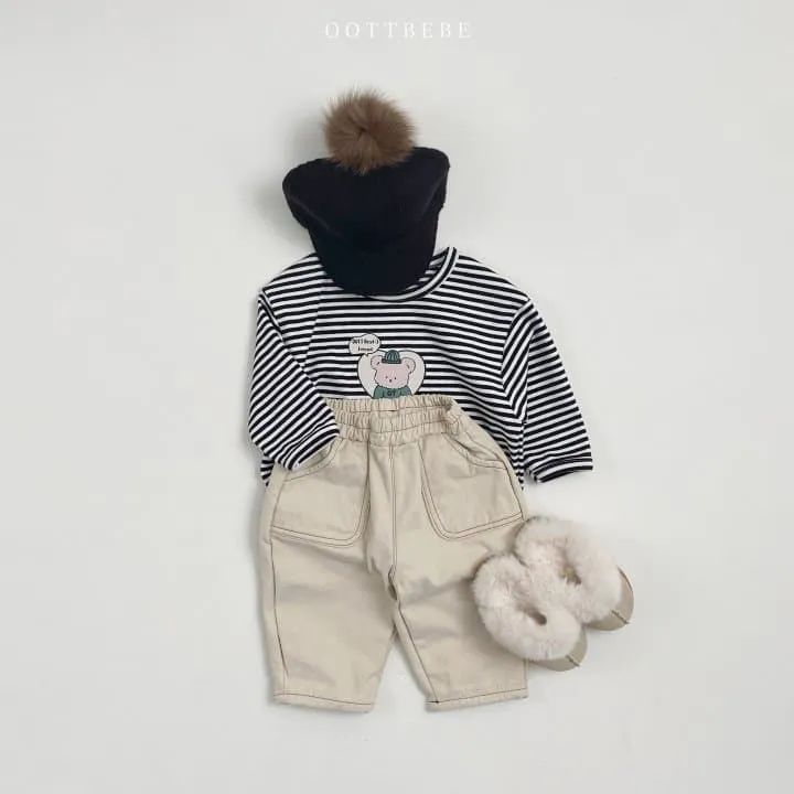 Oott Bebe - Korean Children Fashion - #todddlerfashion - Friends Stripe Piping Tee - 8