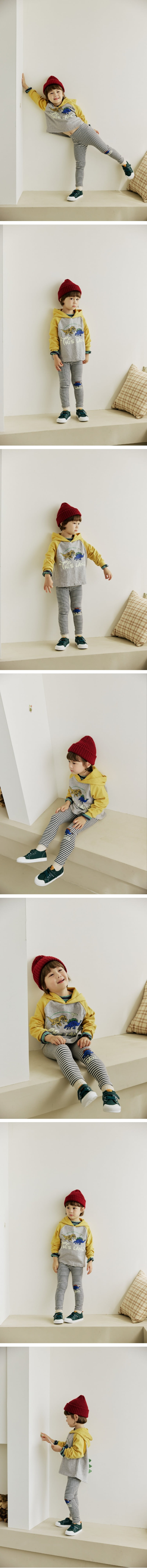 Orange Mom - Korean Children Fashion - #fashionkids - Dino Hooded Long Tee - 2