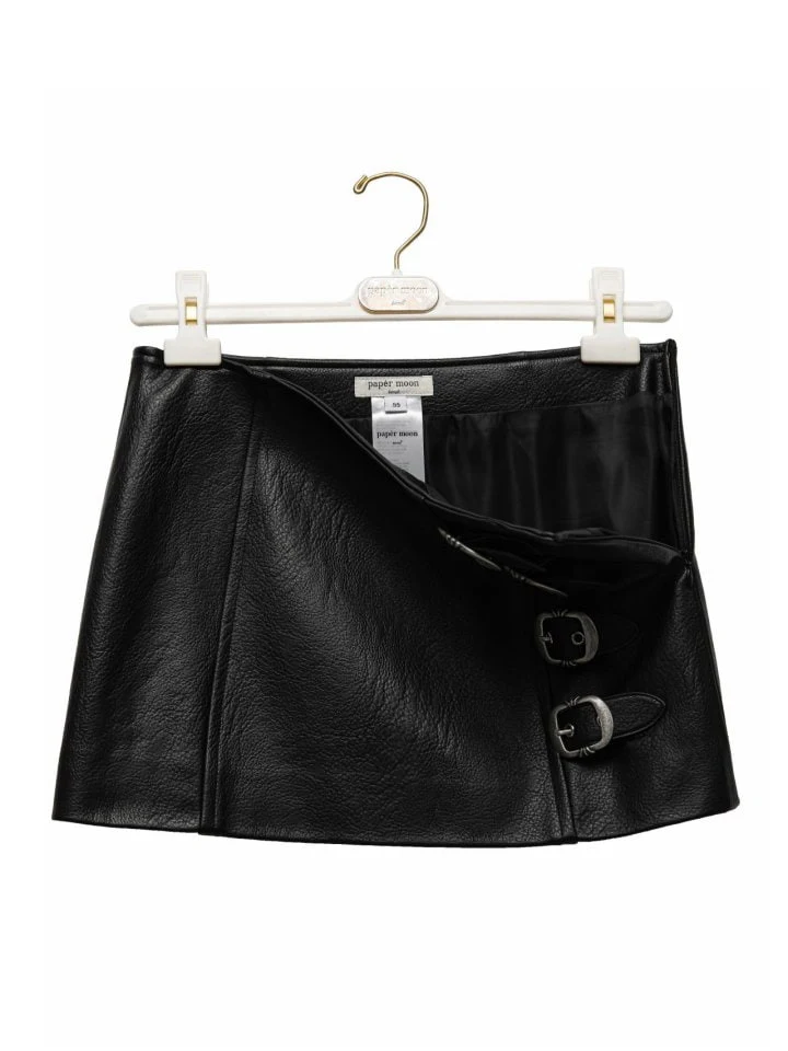 Paper Moon - Korean Women Fashion - #pursuepretty - Vegan Leather Belt Buckle Mini Skirt - 8