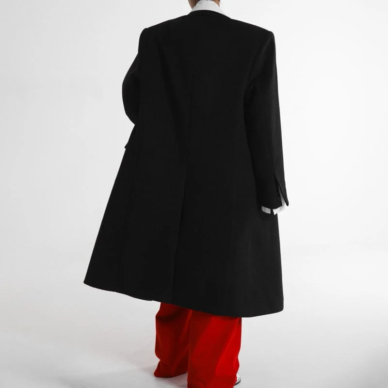 Paper Moon - Korean Women Fashion - #restrostyle - Cashmere Wool Peaked Lapel Double Brested Coat - 2