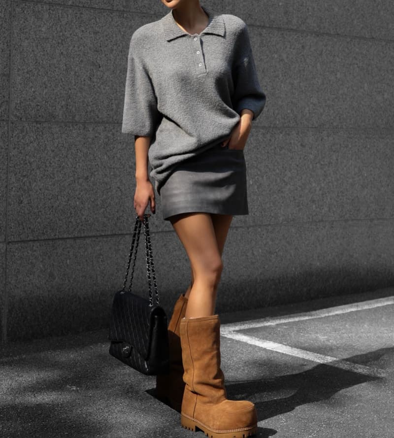 Paper Moon - Korean Women Fashion - #restrostyle - Oversized Chunky Bouncle Polo Collar Knit Sweater