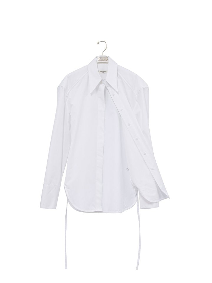 Paper Moon - Korean Women Fashion - #romanticstyle - Padded Shoulder Button Down Cotton Shirt - 8