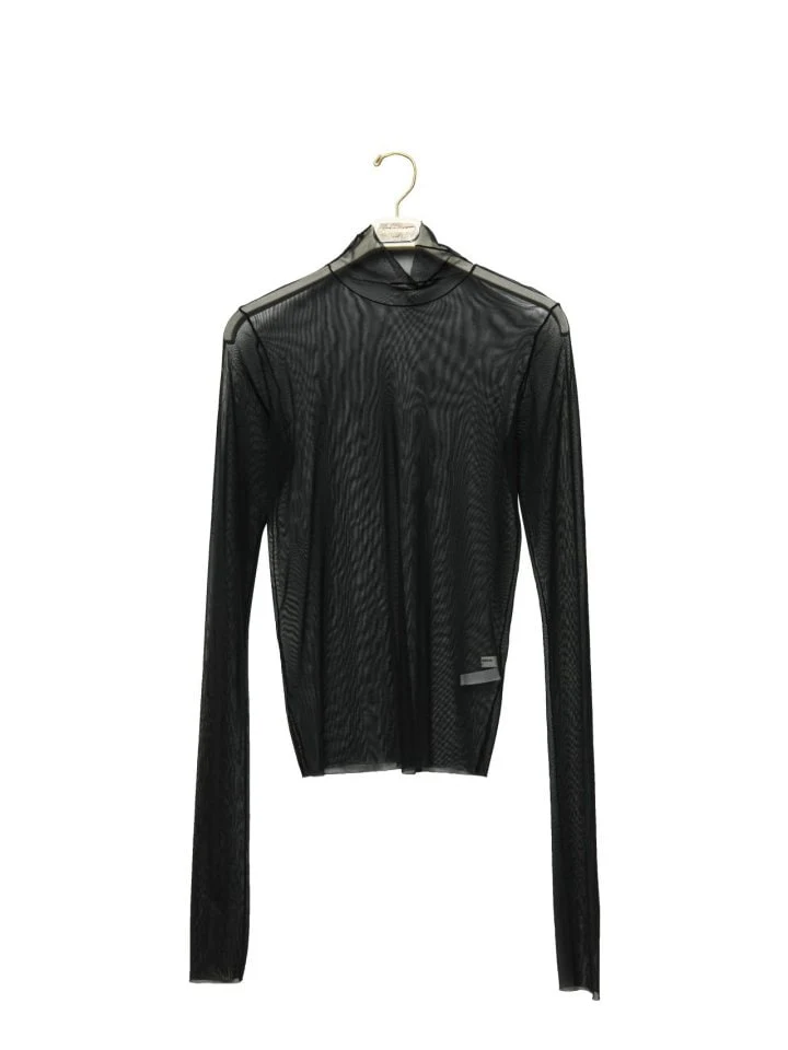 Paper Moon - Korean Women Fashion - #restrostyle - Mesh Sheer Turtleneck Long Sleeved Tee - 4