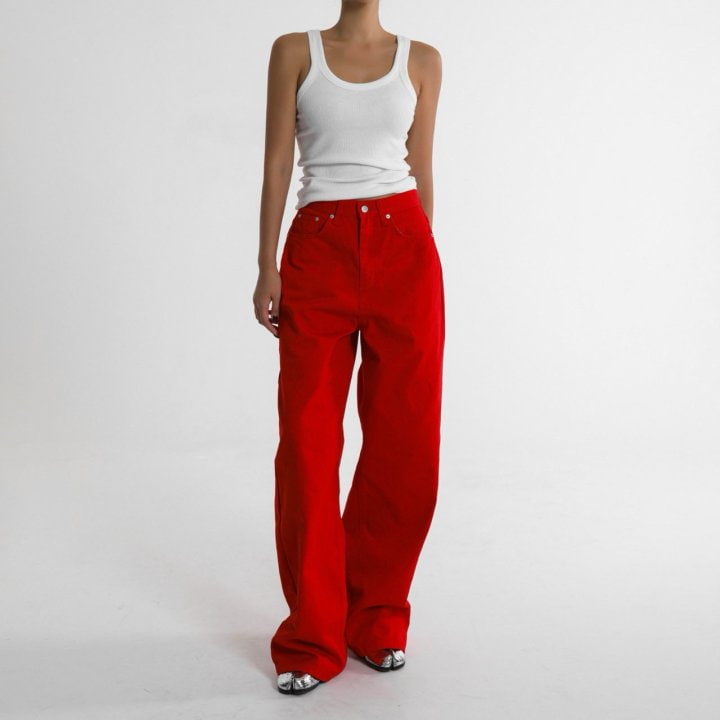 Paper Moon - Korean Women Fashion - #romanticstyle - Color Point Wide Cotton Twill Trousers