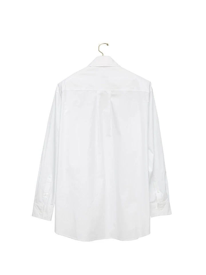 Paper Moon - Korean Women Fashion - #thelittlethings - Maxi Oversized Padded Shoulder Cotton Button Down Shirt - 5