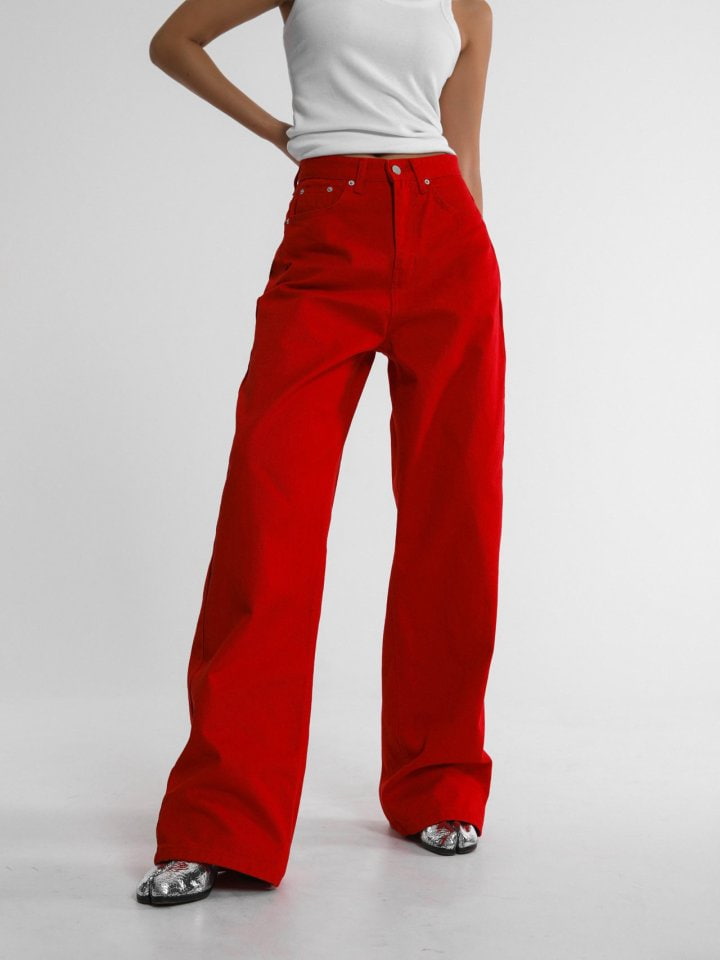 Paper Moon - Korean Women Fashion - #thatsdarling - Color Point Wide Cotton Twill Trousers - 4