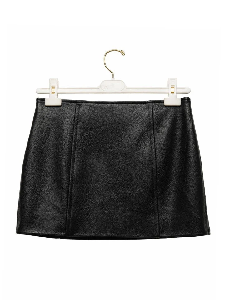 Paper Moon - Korean Women Fashion - #vintagekidsstyle - Vegan Leather Belt Buckle Mini Skirt - 7