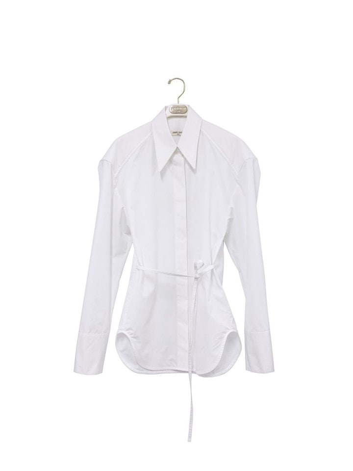 Paper Moon - Korean Women Fashion - #vintagekidsstyle - Padded Shoulder Button Down Cotton Shirt - 5