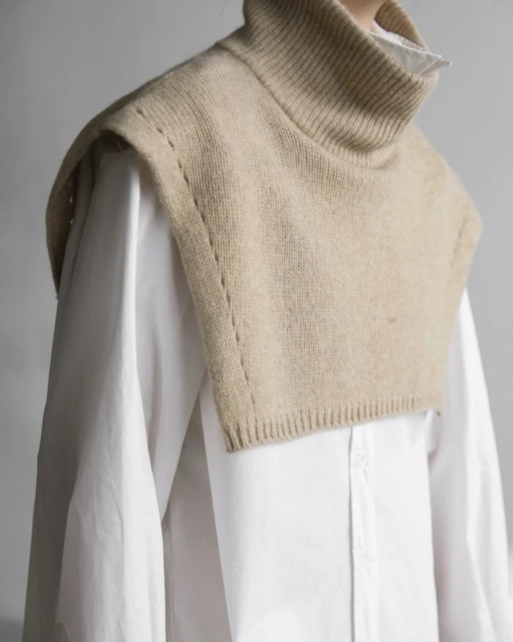 Paper Moon - Korean Women Fashion - #womensfashion - Turtleneck Wool Cape Knit Top - 3