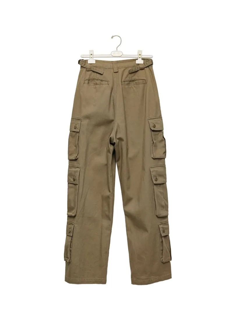 Paper Moon - Korean Women Fashion - #momslook - Three Pocket Snap Button Detail Cargo Wide Trousers - 4