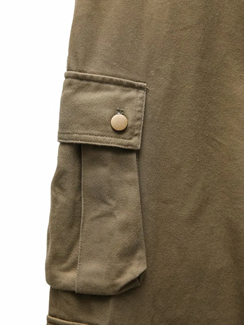 Paper Moon - Korean Women Fashion - #womensfashion - Three Pocket Snap Button Detail Cargo Wide Trousers - 6