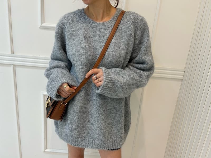 Pearls room - Korean Women Fashion - #momslook - Round Knit Sweater - 10