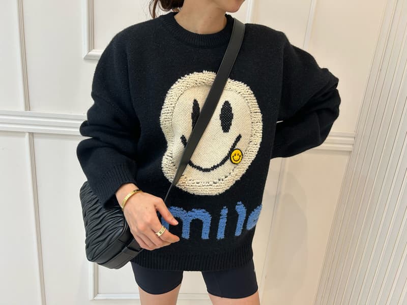 Pearls room - Korean Women Fashion - #momslook - Smile Knit Sweater - 9