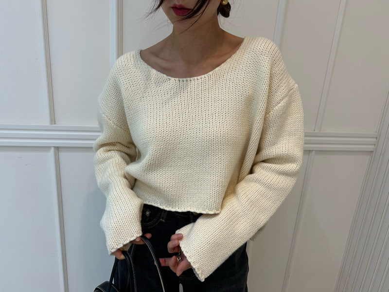 Pearls room - Korean Women Fashion - #restrostyle - Unbalance Knit Pullover - 6