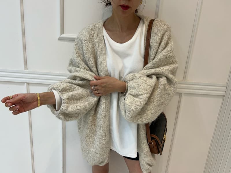 Pearls room - Korean Women Fashion - #restrostyle - Volumn Cardigan - 4