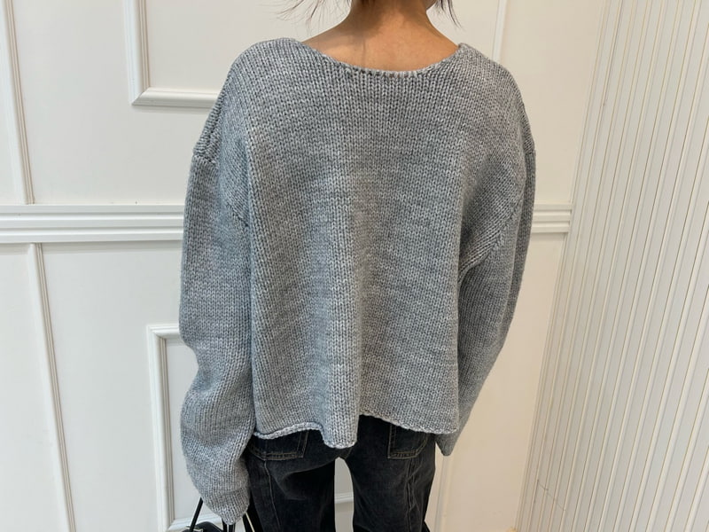 Pearls room - Korean Women Fashion - #vintageinspired - Unbalance Knit Pullover - 4