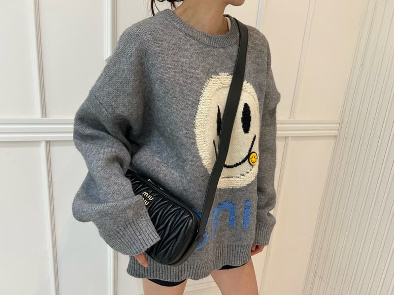 Pearls room - Korean Women Fashion - #vintagekidsstyle - Smile Knit Sweater - 2