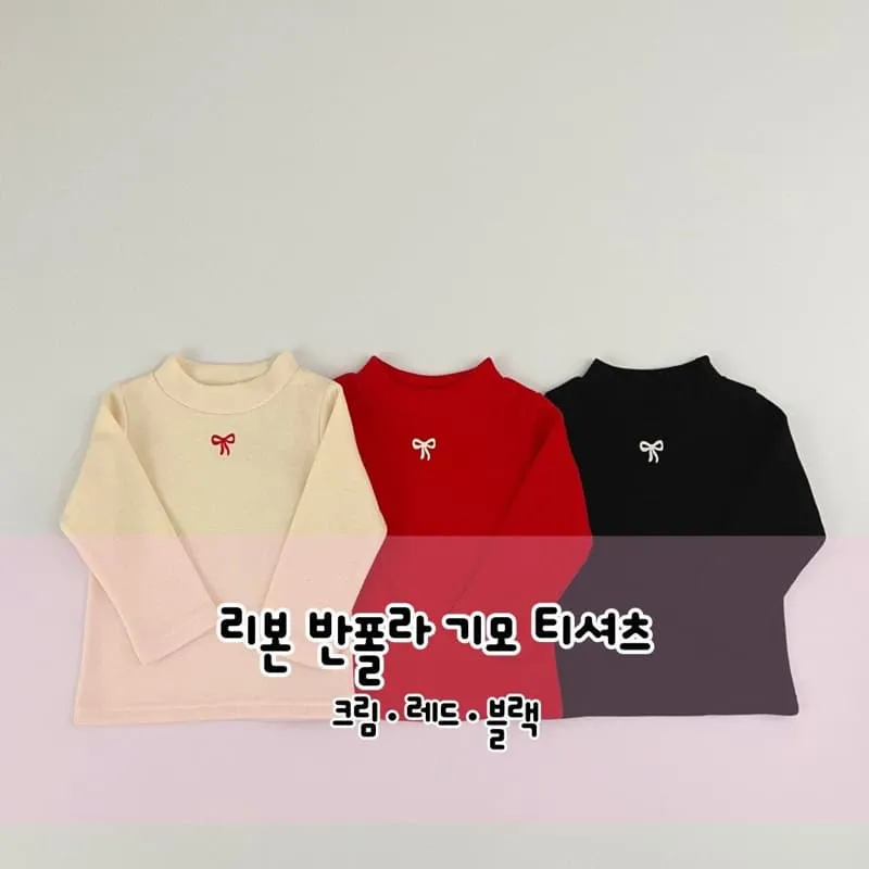 Pinkroro - Korean Children Fashion - #designkidswear - Ribbon Mock Turtleneck Tee