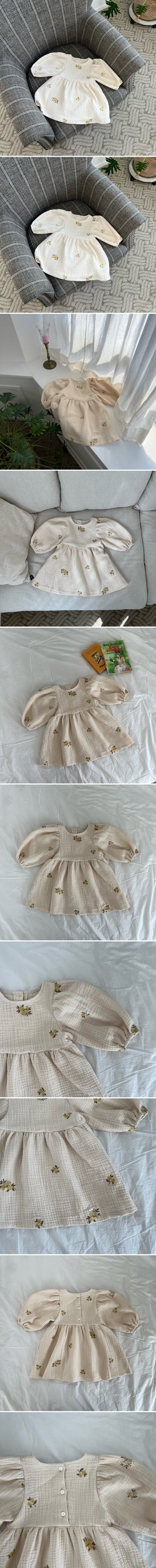 Pom - Korean Children Fashion - #magicofchildhood - Embroidery One-piece