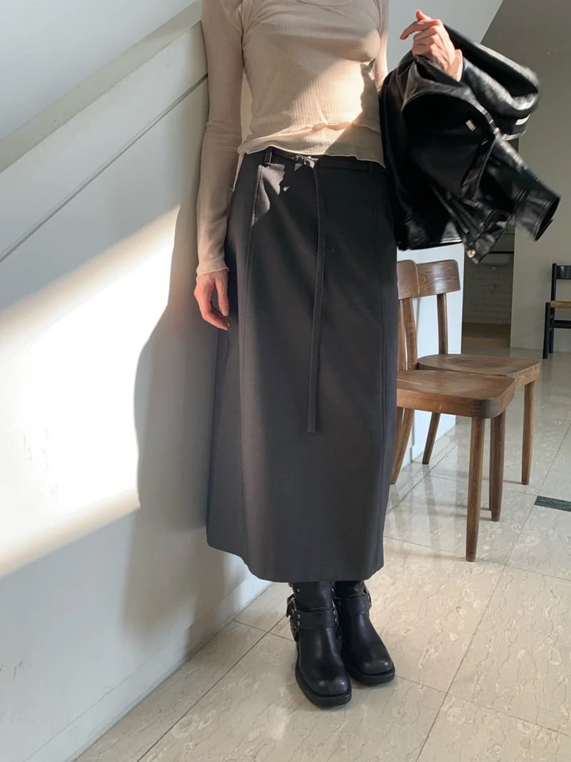 Pomelo - Korean Women Fashion - #momslook - Eddie Slit Skirt - 5