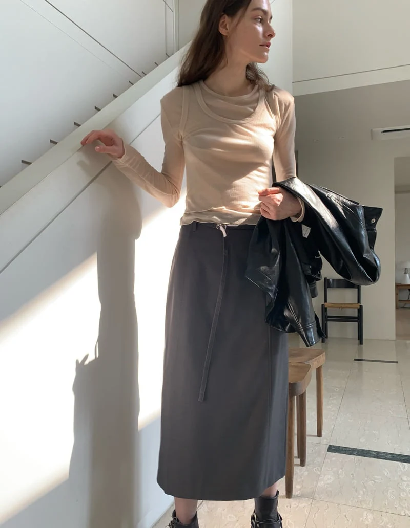 Pomelo - Korean Women Fashion - #momslook - Eddie Slit Skirt - 7