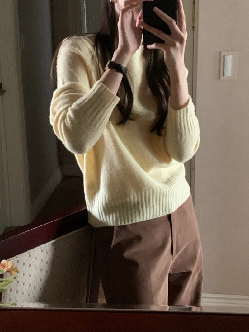 Pomelo - Korean Women Fashion - #momslook - Shetland Wholegarment Knit Sweater - 2