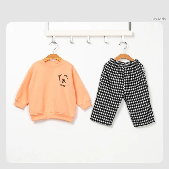 Raykids - Korean Children Fashion - #stylishchildhood - Petit Bear Check Top Bottom Set - 4