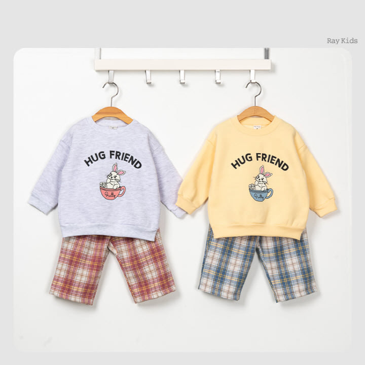 Raykids - Korean Children Fashion - #discoveringself - Cup Rabbit Check Top Bottom Set