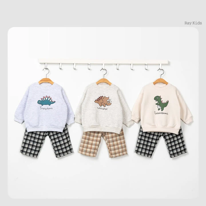 Raykids - Korean Children Fashion - #kidsstore - Dino Check Top Bottom Set