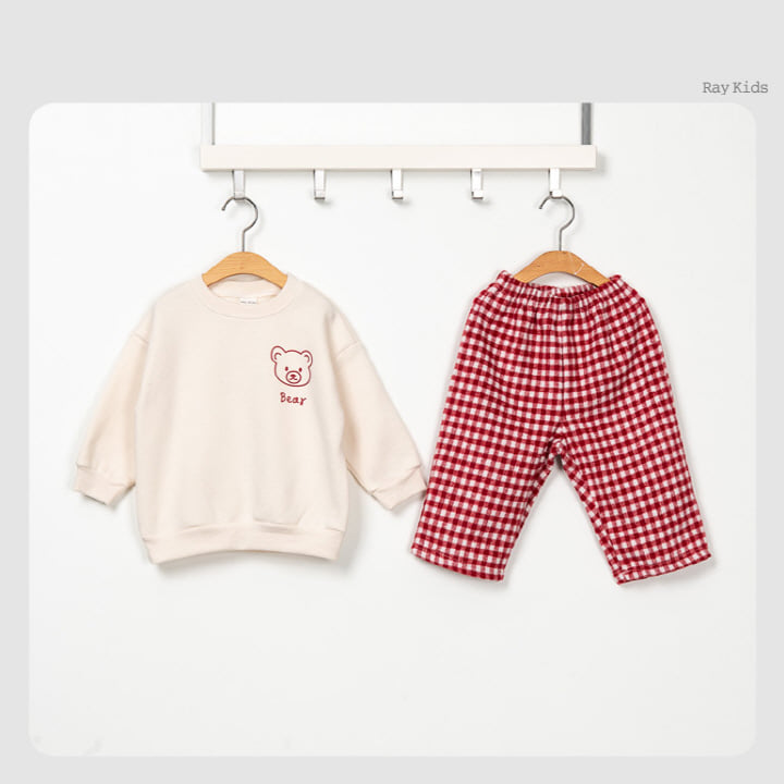 Raykids - Korean Children Fashion - #stylishchildhood - Petit Bear Check Top Bottom Set - 3