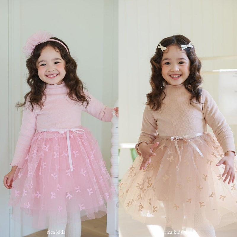 Rica - Korean Children Fashion - #discoveringself - Ribbon Cha One-piece