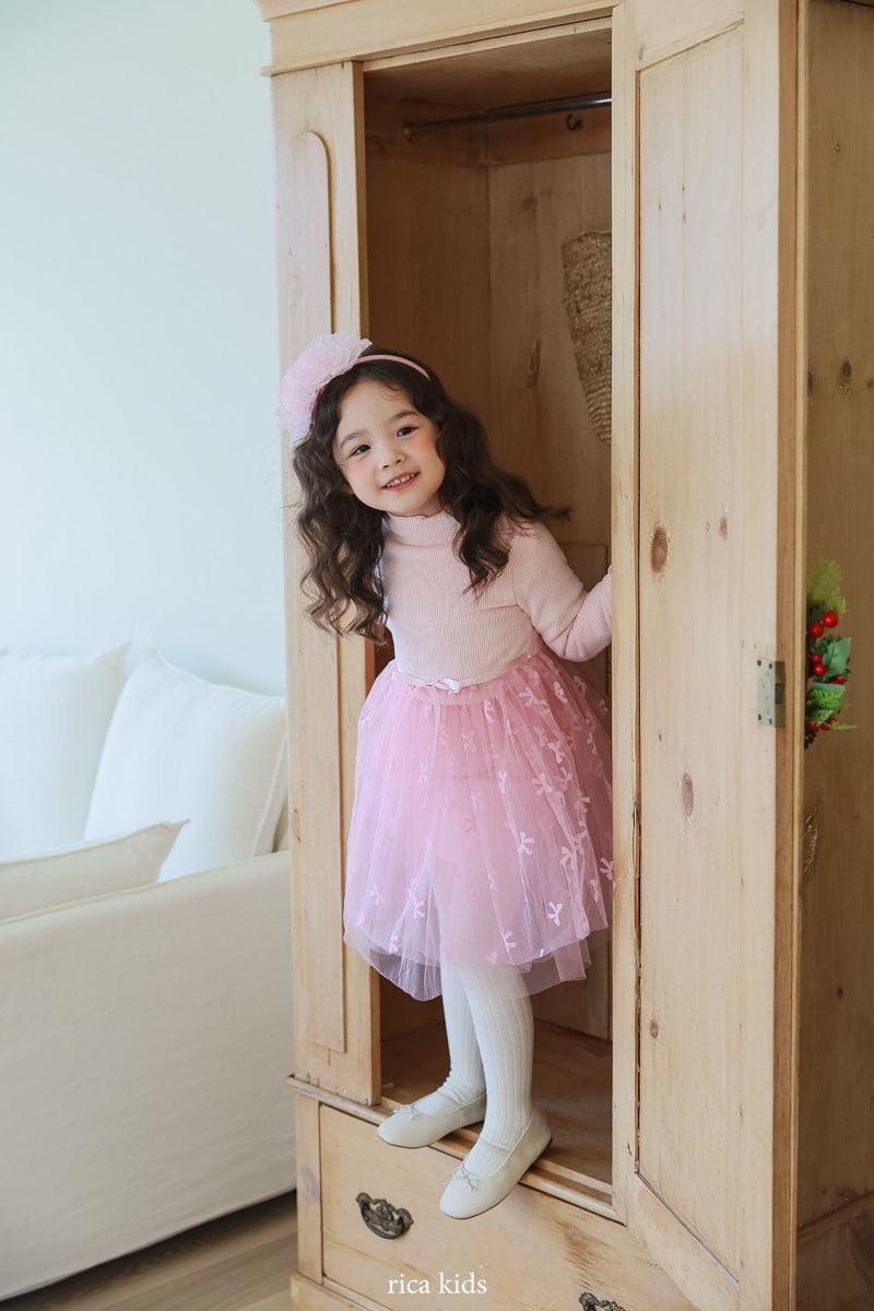 Rica - Korean Children Fashion - #fashionkids - Ribbon Cha One-piece - 2