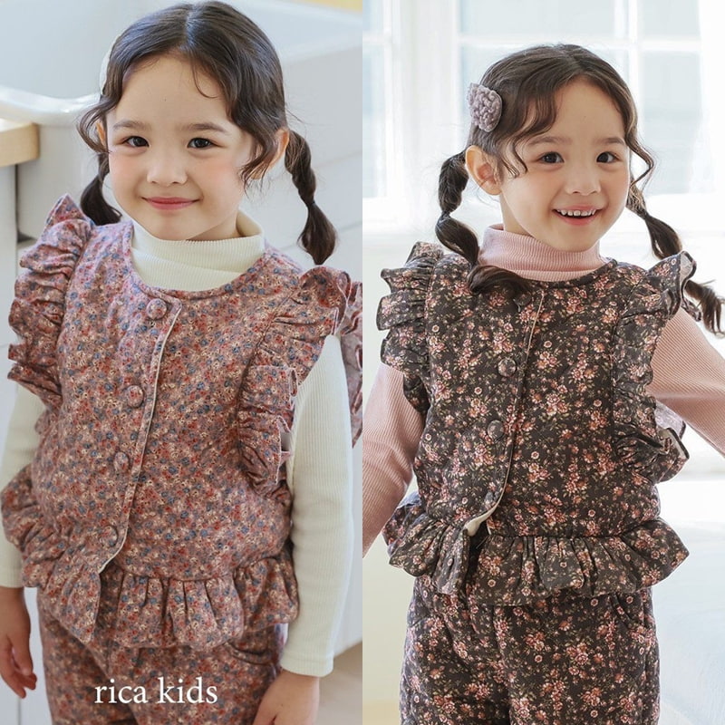 Rica - Korean Children Fashion - #kidzfashiontrend - Small Flower Quilting Vest