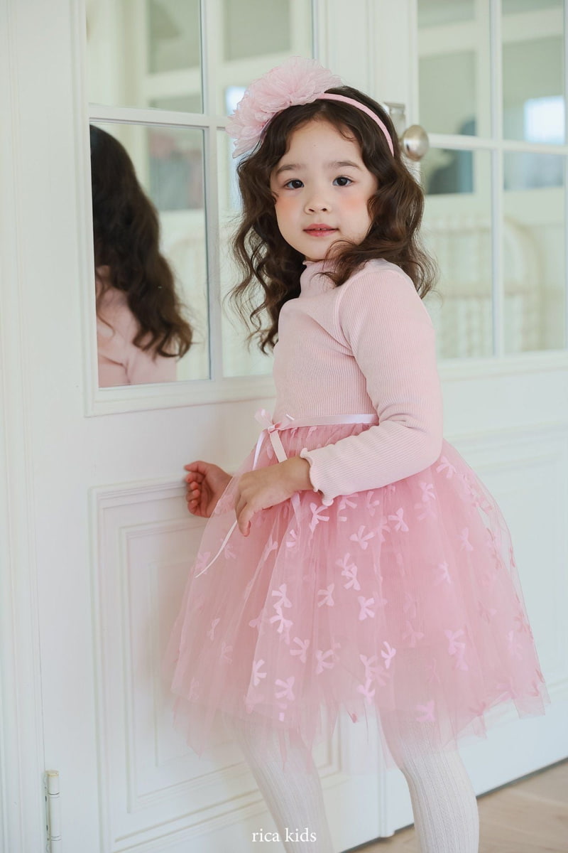 Rica - Korean Children Fashion - #kidzfashiontrend - Ribbon Cha One-piece - 5