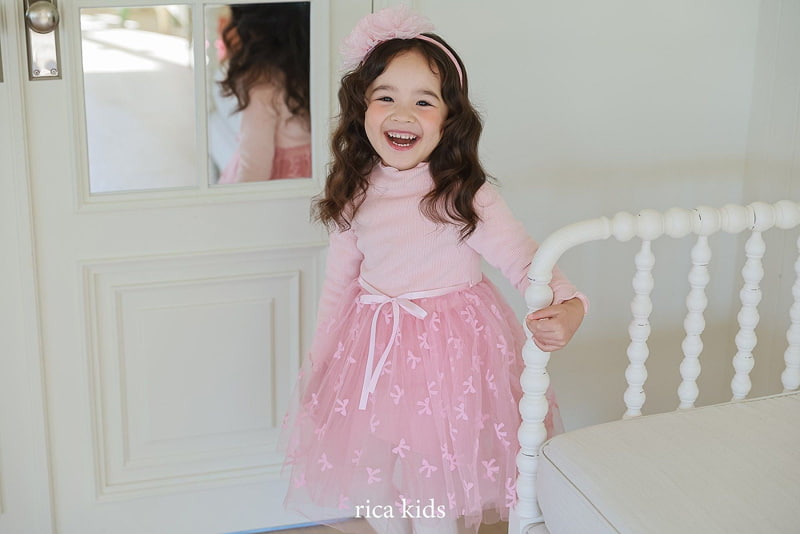 Rica - Korean Children Fashion - #littlefashionista - Ribbon Cha One-piece - 7