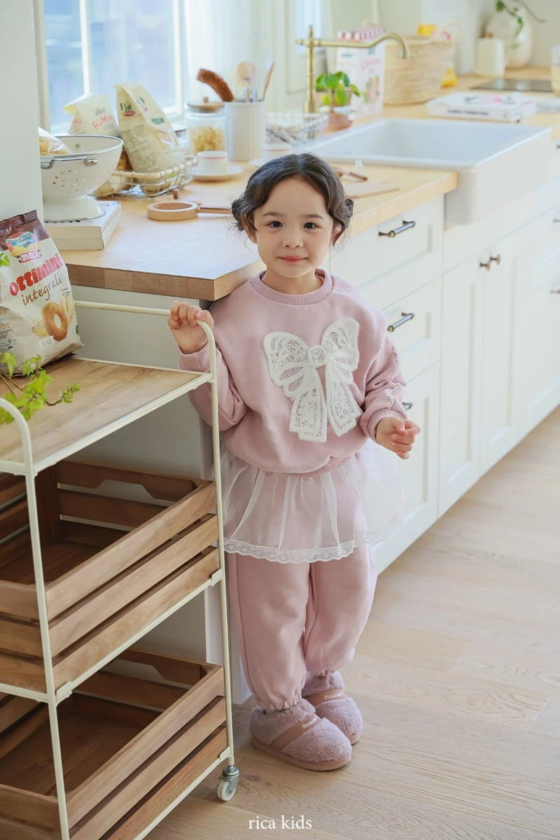 Rica - Korean Children Fashion - #magicofchildhood - Lace Ribbon Top Bottom Set - 11