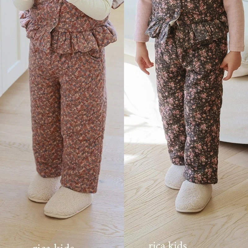 Rica - Korean Children Fashion - #minifashionista - Small Flower Quilting Pants